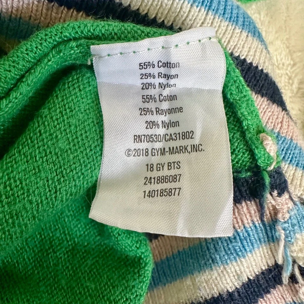 Gymboree Amour Intarsia Knit Sweater Girls Size‎ S 5-6 Green Striped